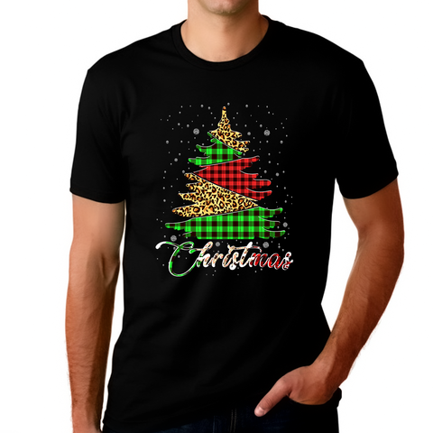 Funny Christmas Shirts for Men Funny Christmas Outfits for Men Plaid Christmas Tree X-Mas Shirt