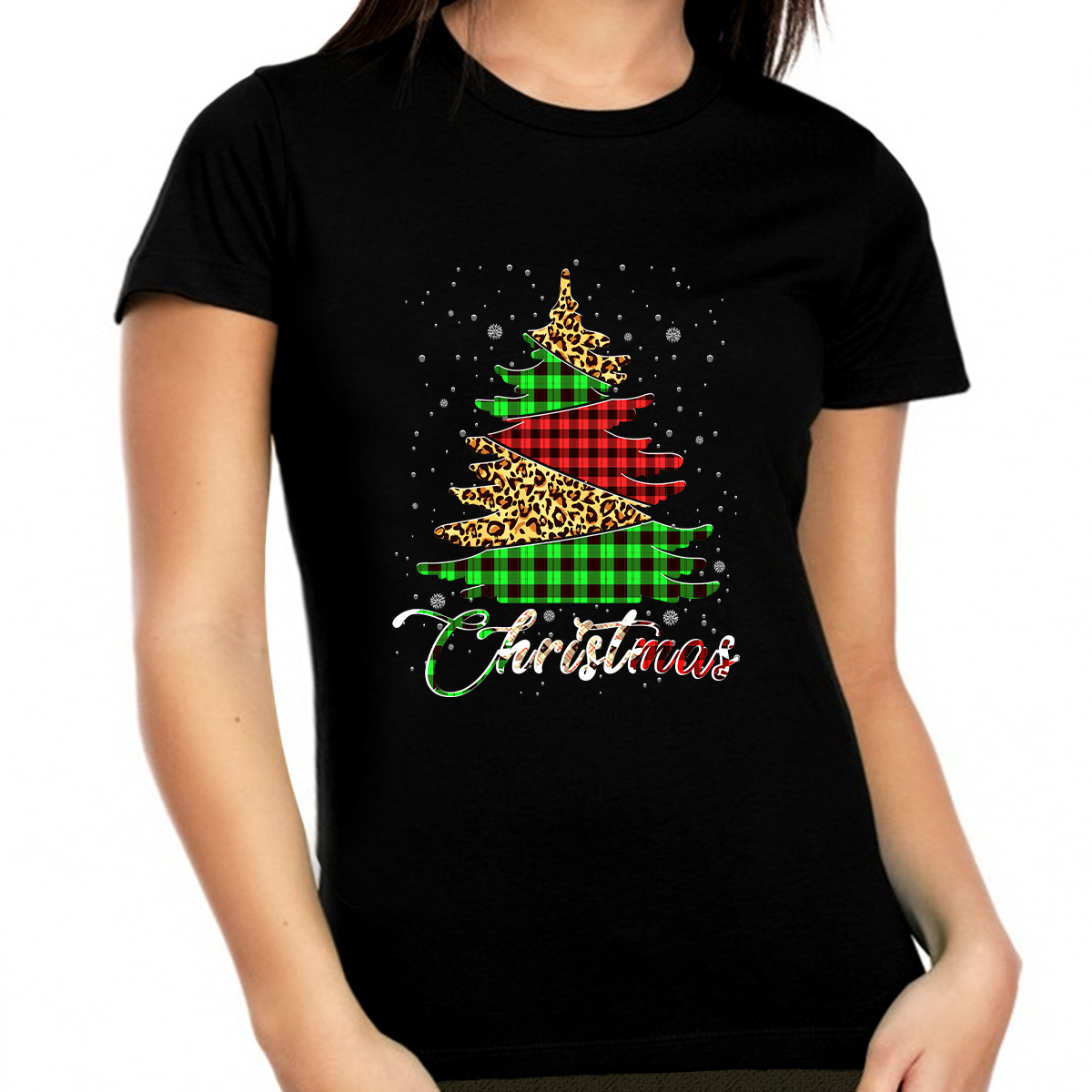Cute Plus Size Christmas Shirts for Women Plus Size Christmas Shirts Plaid Christmas Tree X-Mas Shirt