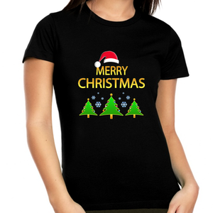 Funny Plus Size Christmas Shirts for Women Cool Christmas Clothes for Family Merry Christmas Shirt