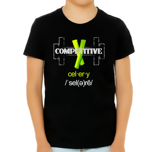 Funny Novelty Competitive Celery Cool Shirts for BOYS YOUTH - KIDS Retro Vintage Graphic Tees
