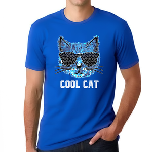 Cool Cat Shirt - Cool Cat Dad Shirt - Blue Cat Shirts for Men Cat Dad Gifts for Men Cat Lover Shirts - Fire Fit Designs