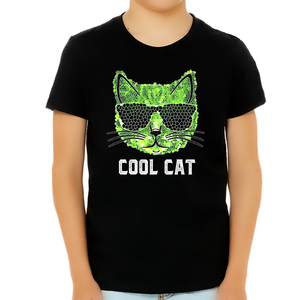 Cool Cat Shirt - Cool Cat Shirts for Boys - Cat Gifts for Boys - Kids Cat Lover Shirts - Fire Fit Designs