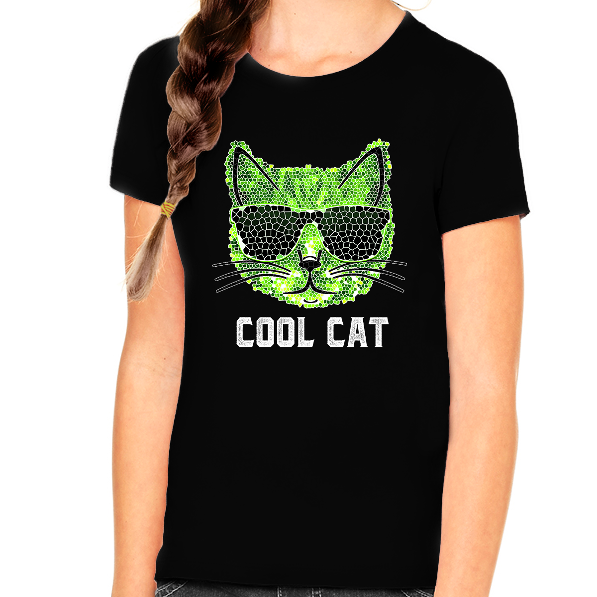 Cool Cat Shirt - Cool Cat Shirts for Girls - Cat Gifts for Girls - Kids Cat Lover Shirts - Fire Fit Designs