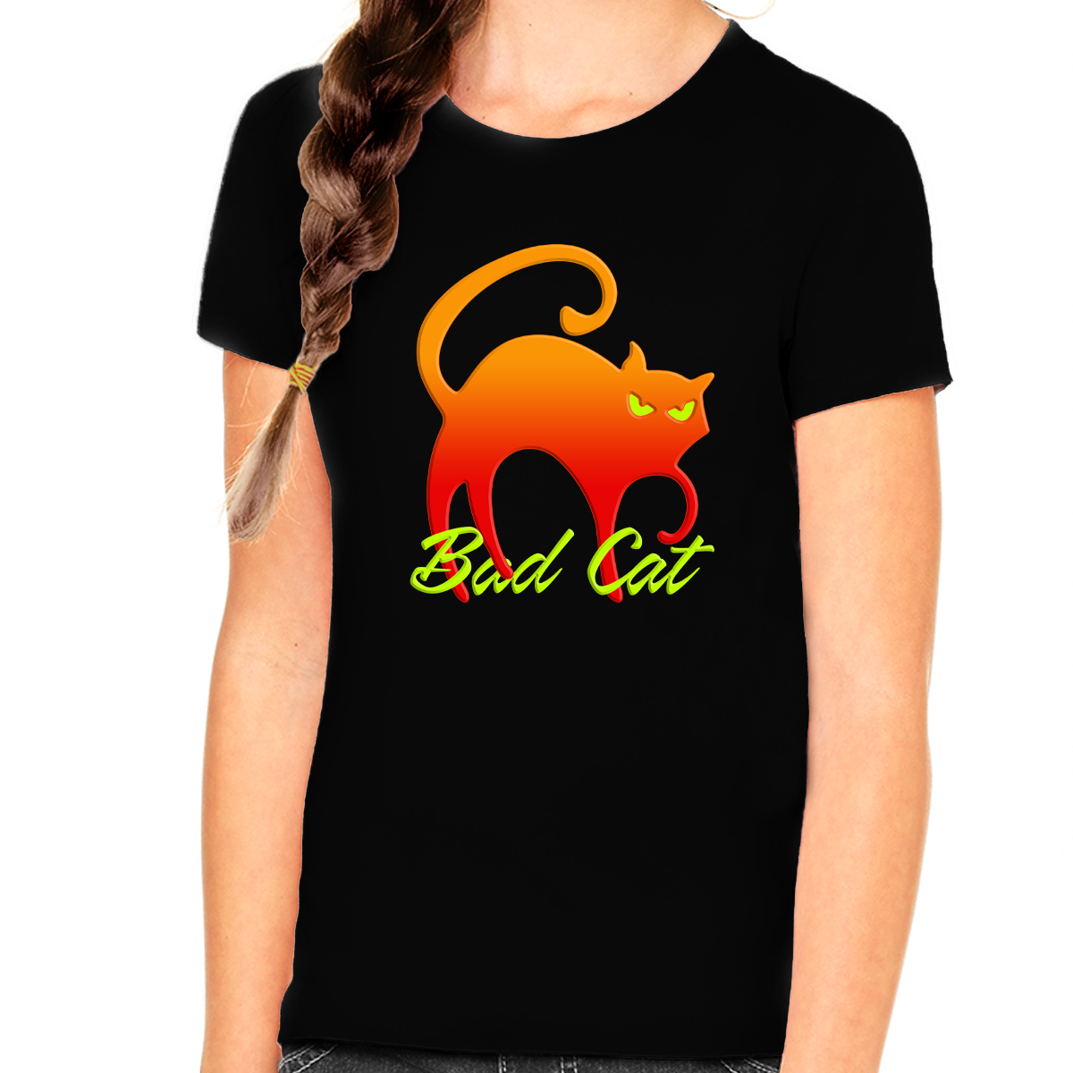 Bad Cat Shirt - Cat Shirts for Girls - Cat Gifts for Girls - Kids Cat Lover Shirts - Fire Fit Designs