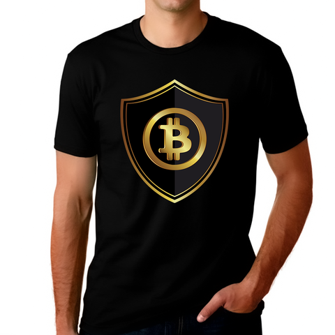 Bitcoin Shirt for Men Bitcoin Logo Mens Crypto Shirt Bitcoin Gift BTC Cryptocurrency Bitcoin Shield