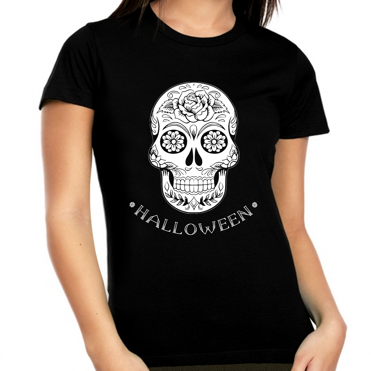 Halloween Shirts for Women Plus Size 1X 2X 3X 4X 5X Skeleton Shirt Cute Halloween Shirts for Women