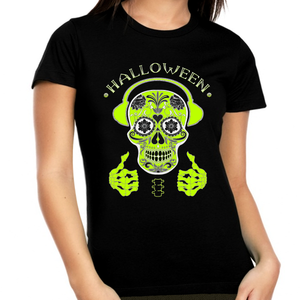Skeleton Shirt Funny Halloween Shirts for Women Plus Size 1X 2X 3X 4X 5X Halloween Womens Skull Shirt