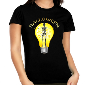 Skeleton Shirt Halloween Shirts for Women Plus Size 1X 2X 3X 4X 5X Halloween Tops Womens Skull Shirt
