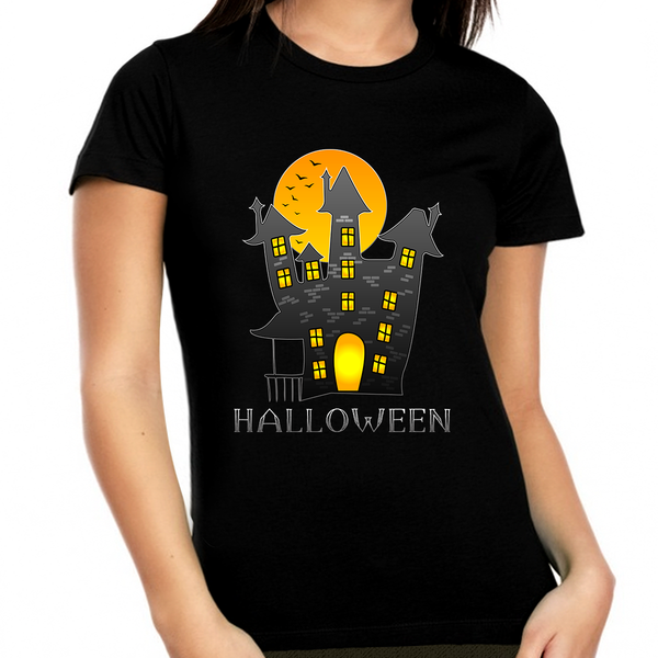 Halloween Shirts for Women Plus Size 1X 2X 3X 4X 5X Haunted Mansion Shirt Halloween Clothes for Women