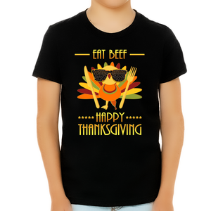 Funny Thanksgiving Shirts for Boys Eat Beef Thanksgiving Shirts for Kids Turkey Shirt Fall Shirts