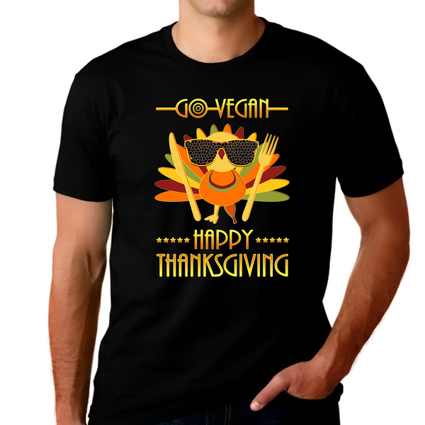 Big and Tall Funny Thanksgiving Shirts for Men Plus Size XL 2XL 3XL 4XL 5XL Vegan Shirt Cool Fall Shirts