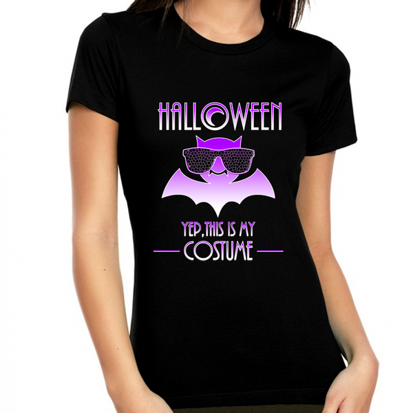 Funny Halloween Shirts for Women Cute Halloween Clothes for Women Purple Bat Womens Halloween Shirts