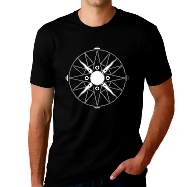 Retro Vintage Graphic Tees for MEN and TEENS - Geometric Compass Novelty Graphic Shirts Cool Designs