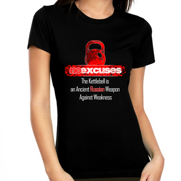 Graphic Tees for WOMEN and TEENS - No Excuses Gym Work Out Shirts for WOMEN - Vintage Shirts for WOMEN