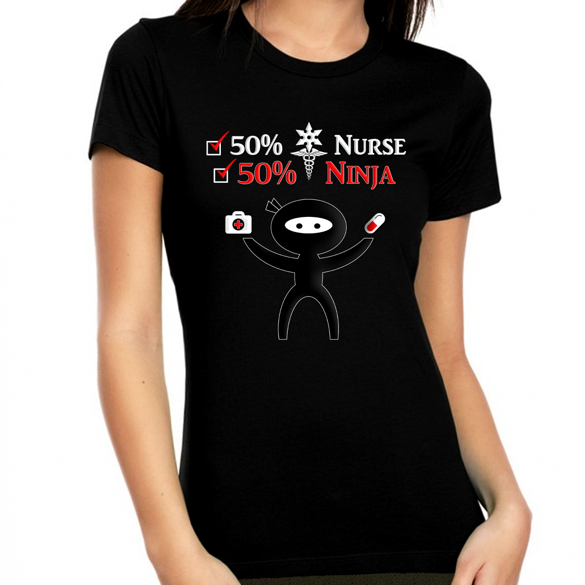 Funny Nurse Gifts for Women Nurse Shirts for Women Best Nursing Student Gifts Ninja Nurse Shirt