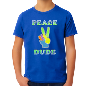 Peace Dude Shirts for BOYS - Blue Peace Sign Perfect Dude Shirt for BOYS - Perfect Dude Merchandise - Fire Fit Designs