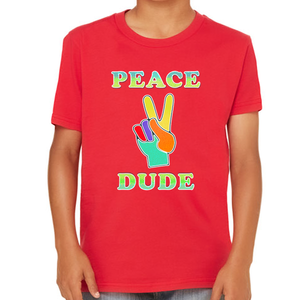 Peace Dude Shirts for BOYS - Red Peace Sign Perfect Dude Shirt for BOYS - Perfect Dude Merchandise - Fire Fit Designs