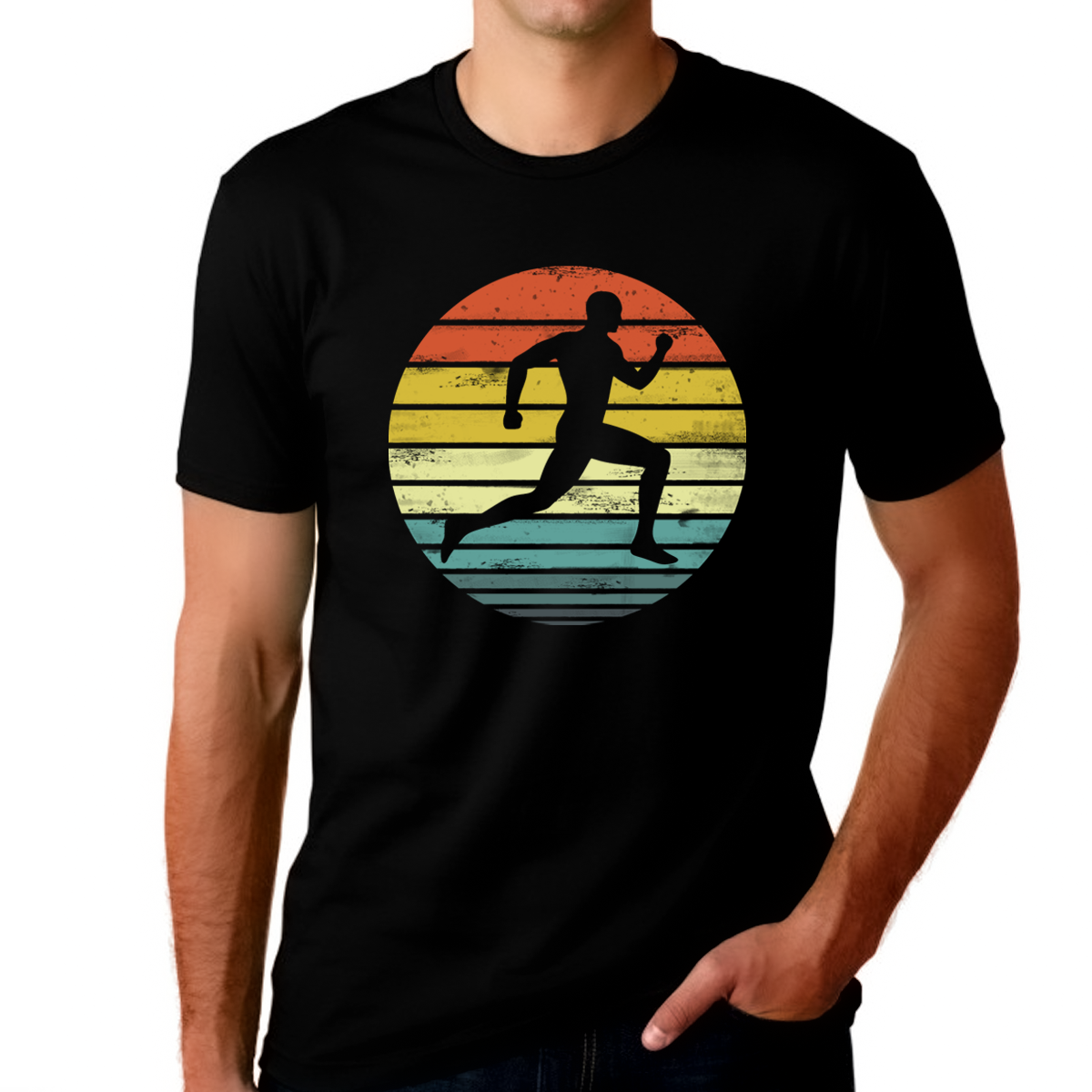 Vintage Trail Running TShirts for Men Vintage Running Graphic Tees for Runners Marathon, 5k, 10k - Fire Fit Designs