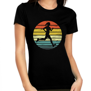 Vintage Trail Running TShirts for Women Vintage Running Graphic Tees for Runners Marathon, 5k, 10k - Fire Fit Designs