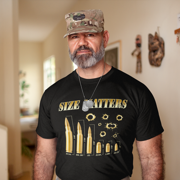 Size Matters Ammo Shirt for Men Gun Shirts for Men 2nd Amendment Shirts for Men Pro Gun Tactical Shirt