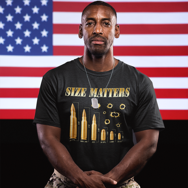 Size Matters Ammo Shirt for Men Gun Shirts for Men 2nd Amendment Shirts for Men Pro Gun Tactical Shirt