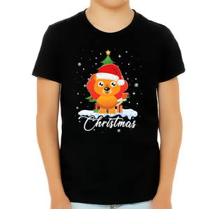 Boys Christmas Shirt Cute Cartoon Lion Christmas Shirts for Boys Christmas Shirts for Kids