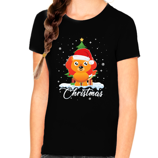 Girls Christmas Shirt Cute Cartoon Lion Christmas Outfits for Girls Christmas Shirts for Kids