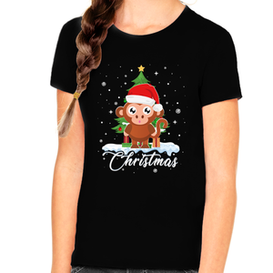 Girls Christmas Shirt Monkey Christmas Outfits for Girls Christmas Shirt Christmas Shirts for Kids