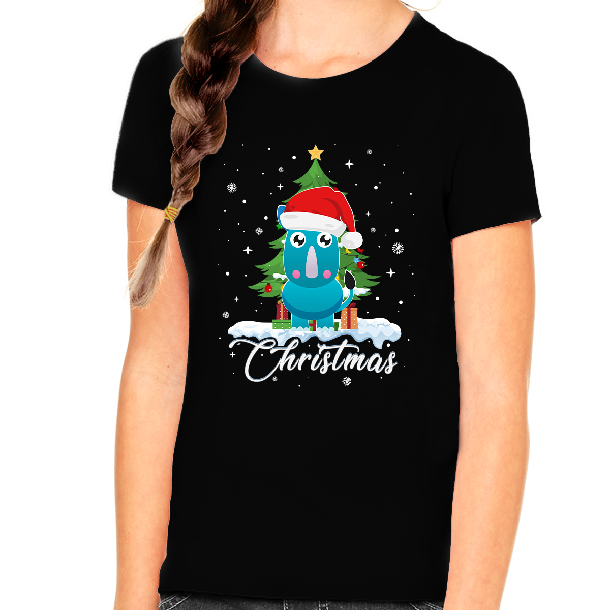 Girls Christmas Shirt Cute Santa Donkey Christmas Outfits for Girls Christmas Shirts for Kids