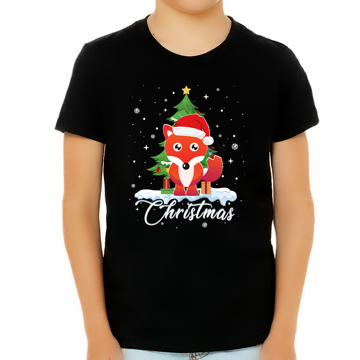 Boys Christmas Shirt Christmas Shirts for Boys Cute Fox Santa Christmas Shirts for Kids
