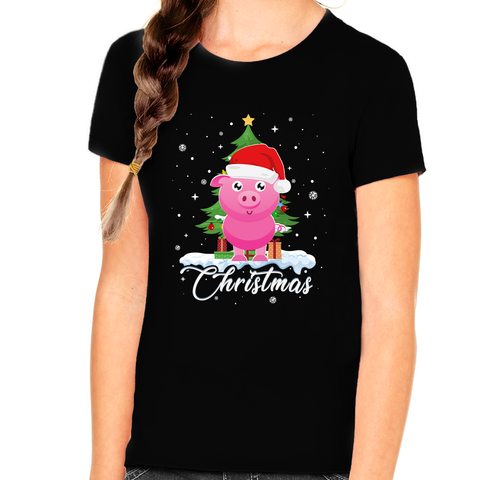 Girls Christmas Shirt Cute Santa Pig Christmas Outfits for Girls Christmas Shirts for Kids