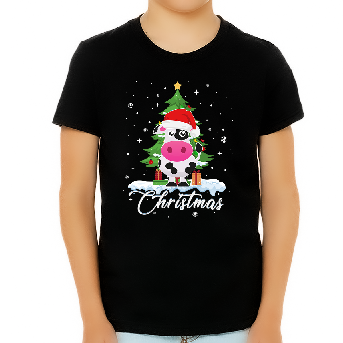 Boys Christmas Shirt Cow Christmas Shirts for Boys Youth Cute Christmas Shirts for Kids