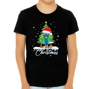 Boys Christmas Shirt Christmas Shirt for Boys Santa Peacock Christmas Shirts for Kids
