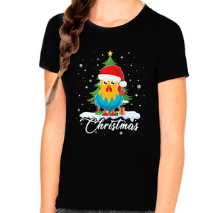 Girls Christmas Shirt Cute Santa Chicken Christmas Outfits for Girls Christmas Shirts for Kids