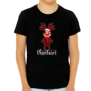 Boys Christmas Shirt Cute Christmas Shirts for Boys Plaid Reindeer Christmas Shirts for Kids
