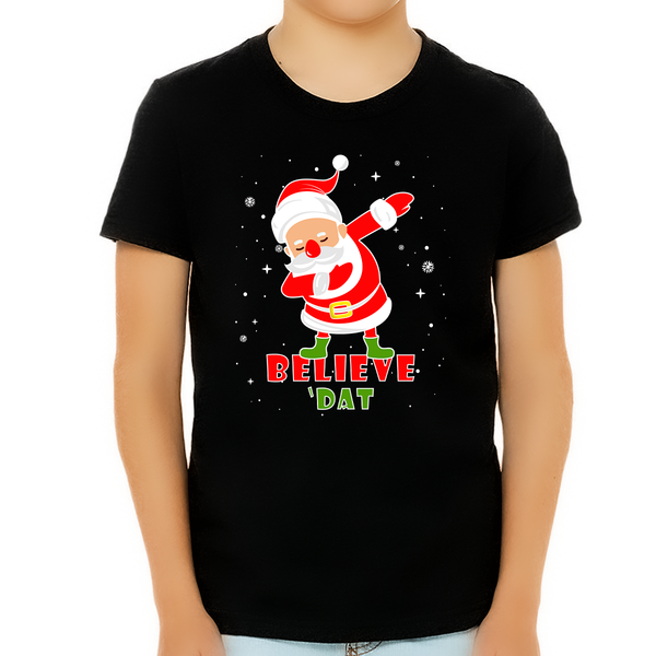 Boys Christmas Shirt Believe Christmas Shirts for Boys Dabbing Santa Christmas Shirts for Kids
