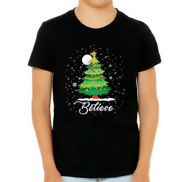 Boys Christmas Shirt Cute Believe Christmas Tshirts for Boys Christmas Shirts for Kids