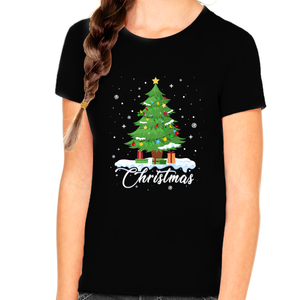 Girls Christmas Shirt Christmas Tree Christmas Outfits for Girls Cute Christmas Shirts for Kids