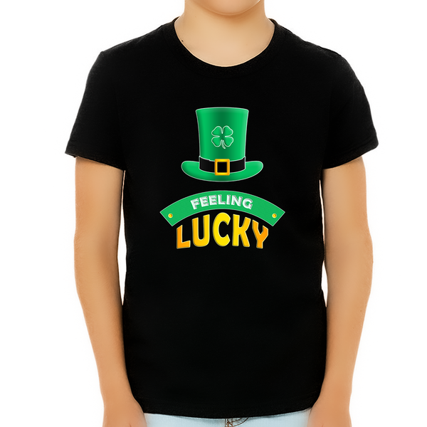 BOYS St Patricks Day Shirt - St Pattys Day Shirts Kids Feeling Lucky Clover Shamrock Irish Shirt
