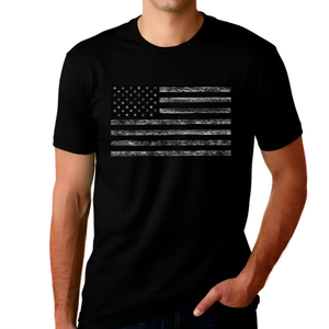 Distressed American Flag Shirt for Men Black Flag 4th of July Shirts for Men USA Patriotic Shirts - Fire Fit Designs