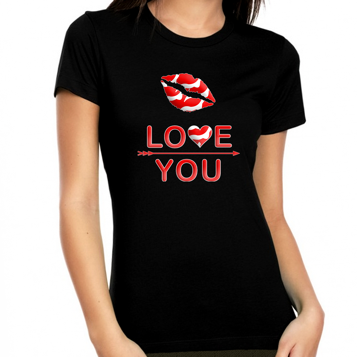 Valentine Shirts for Women I Love You Heart Kiss Valentine Shirt Valentines Day Gifts for Her