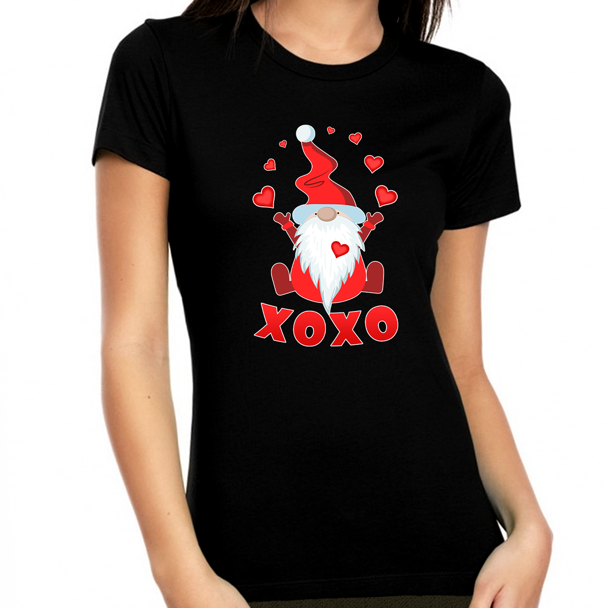 XOXO Valentine Shirts for Women Love Gnome Cute Valentine Shirt Valentines Day Gifts for Her