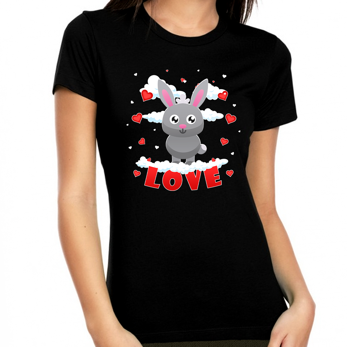 Valentines Day Shirt Women Heart Shirts for Women Cute Bunny Valentine Shirt Valentines Day Gifts for Her