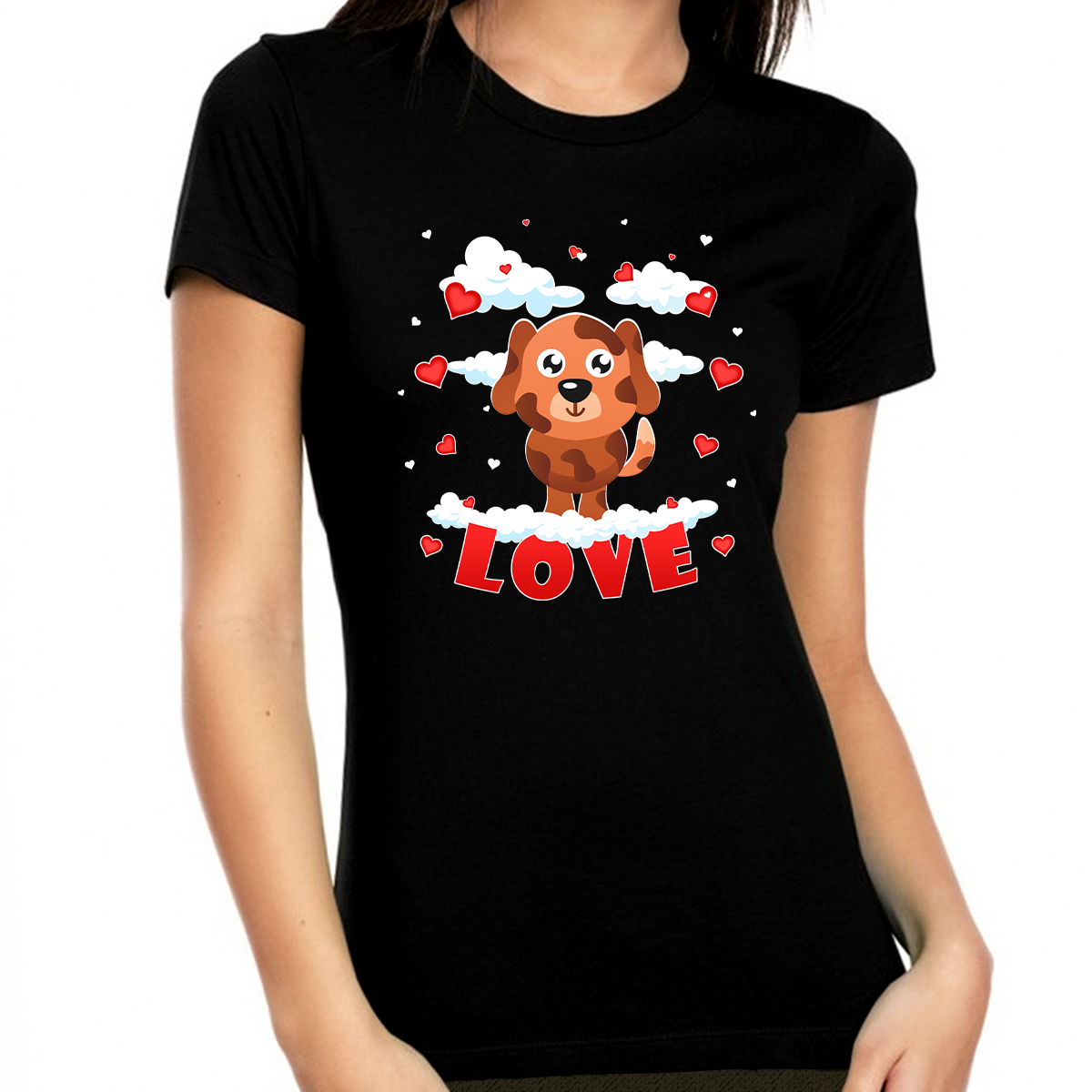 Valentine Shirts for Women Cute Puppy Love Heart Valentines Shirt Valentines Day Gifts for Her