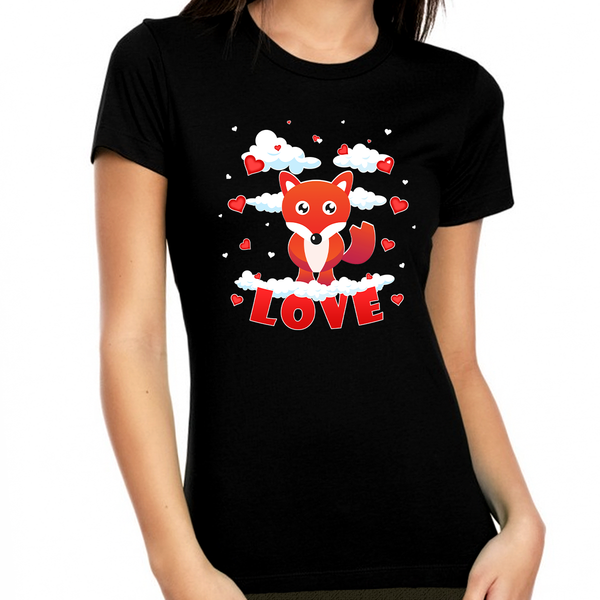 Valentines Day Shirts Women Love Fox Heart Valentines Day Shirt Valentines Day Gifts for Her