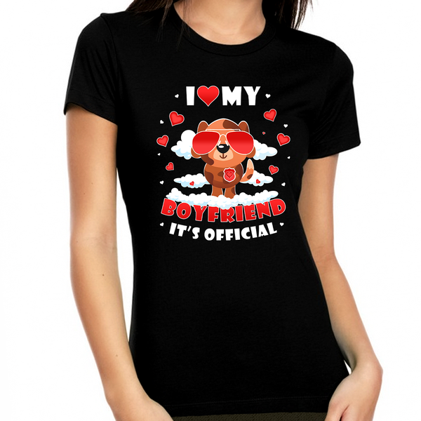 I Love My Boyfriend Shirt I Heart Valentine Shirts for Women Shirt Valentines Day Gifts for Her