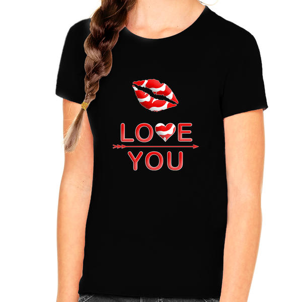 Girls Valentines Day Shirt - Valentines Day Shirts for Girls - LOVE YOU Valentine Shirts for Kids