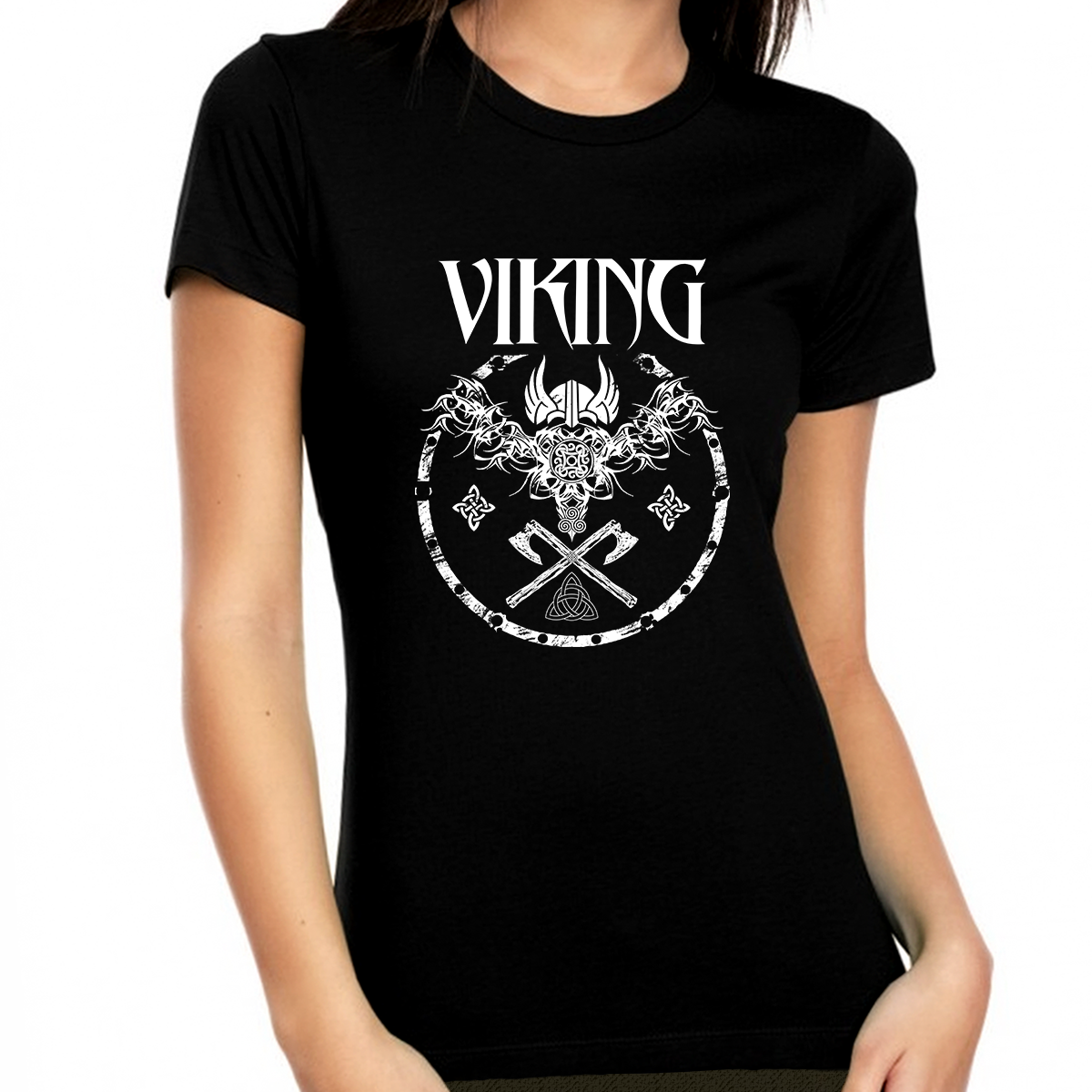 Viking Shirts for Women - Norse Mythology Odin Valkyrie Valhalla Vikings Raven Thor Nordic Graphic Tees for Women - Fire Fit Designs