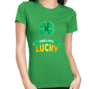 St Patricks Day Shirt for Women Saint Patrick's Shamrock Shirts Feeling Lucky Clover Irish Shirt