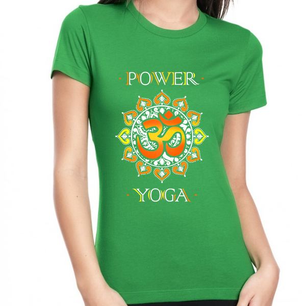 Yoga Tops for Women - Womens POWER Yoga Shirts for Women Premium Vintage OM POWER Yoga Shirt